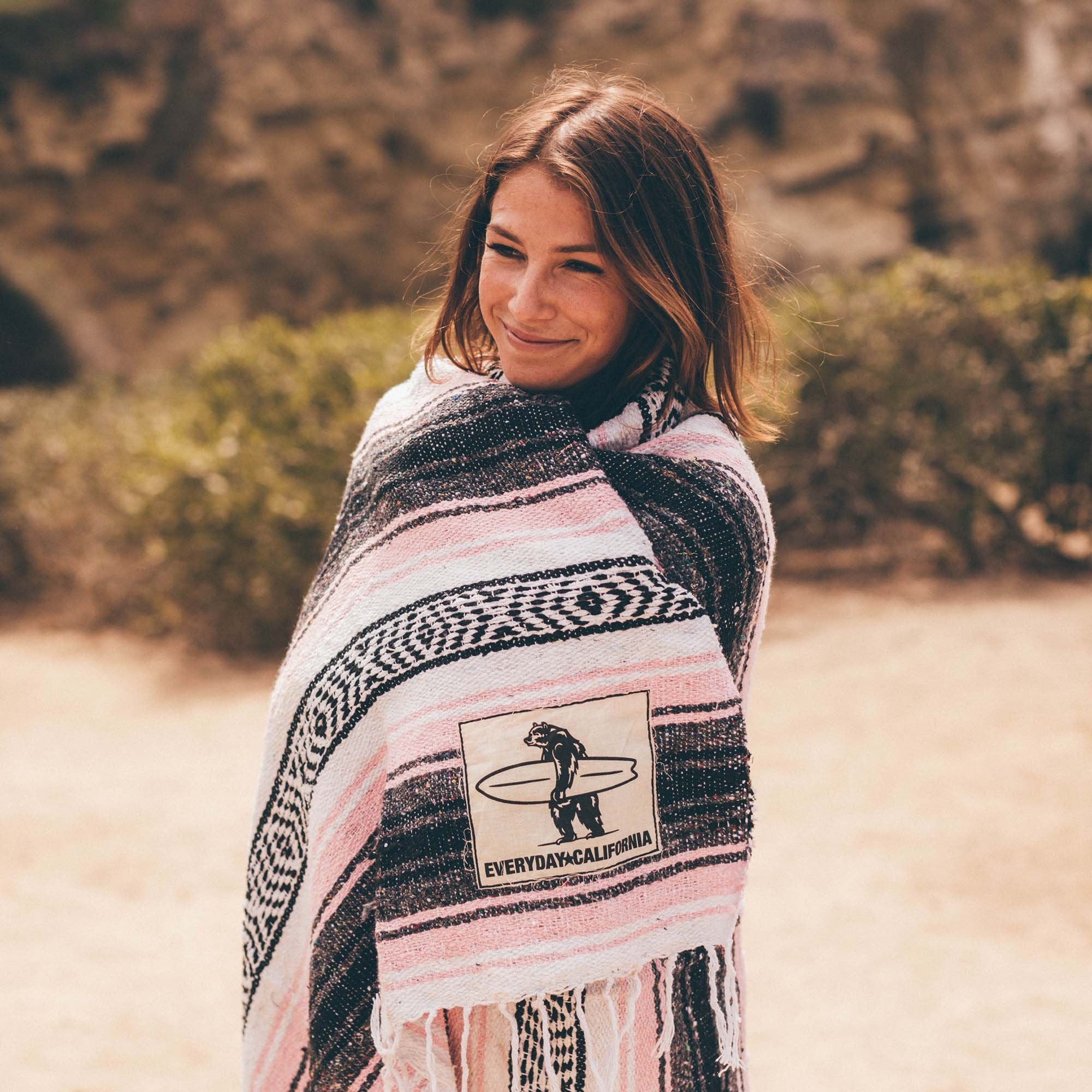 Everyday California Beach Baja Blanket on woman