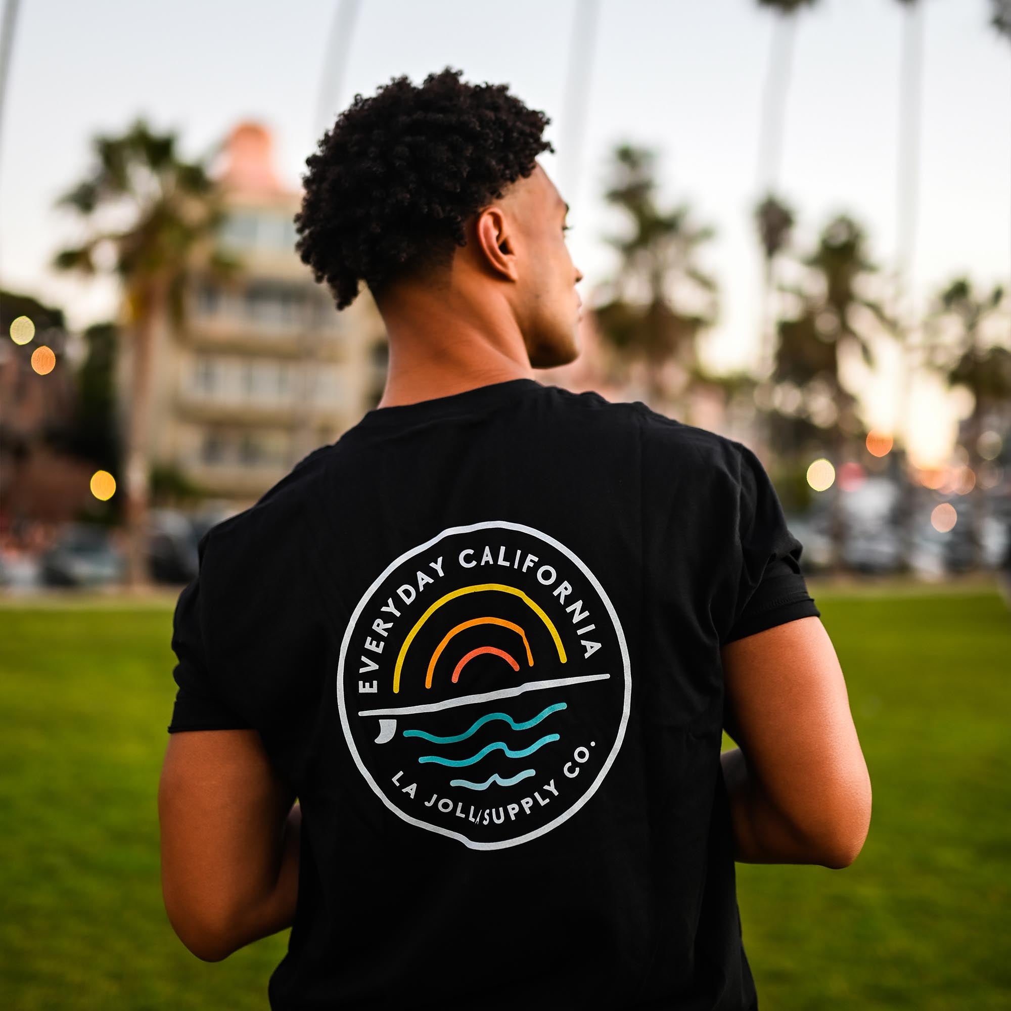 Everyday California’s best selling Cabrillo tee. Pretend that summer never has to end with this relaxed fit tee. Sun, surf and sea graphic on the front and back.  
